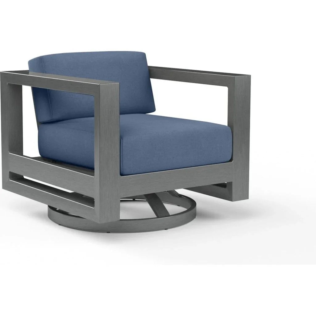 Redondo Sunbrella Swivel Outdoor Club Chair-Outdoor Accent Chairs-Sunset West-Spectrum Indigo-LOOMLAN