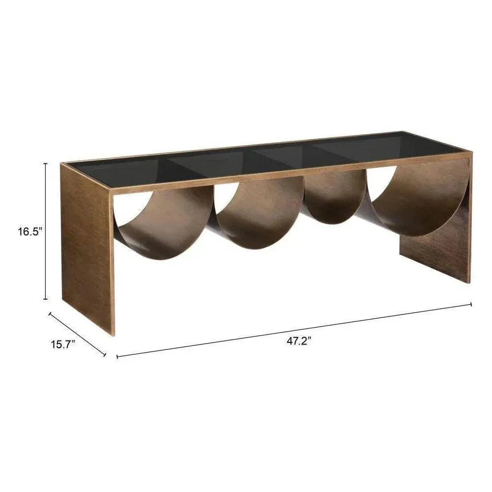 Reed Glass & Black Steel Rectangular Coffee Table - LOOMLAN - Zuo Modern - Coffee Tables