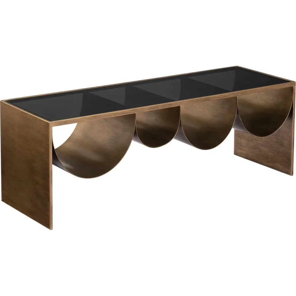 Reed Glass & Black Steel Rectangular Coffee Table - LOOMLAN - Zuo Modern - Coffee Tables