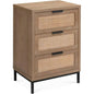 Reed Rattan 3 Drawer Mid Century Side Table - LOOMLAN - Jamie Young - Side Tables