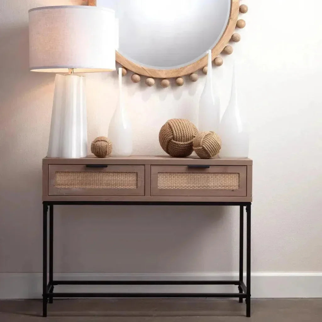 Reed Rattan Console Table Drawers Coastal Life - LOOMLAN - Jamie Young - Console Tables