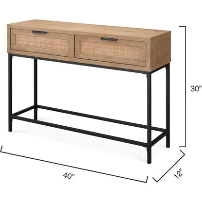 Reed Rattan Console Table Drawers Coastal Life - LOOMLAN - Jamie Young - Console Tables