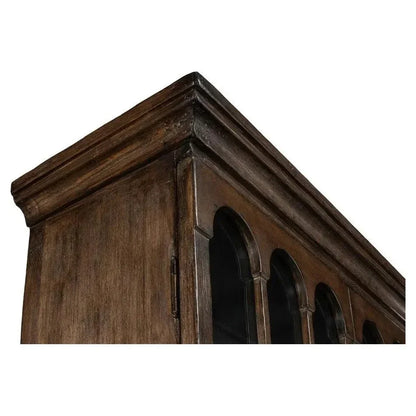 Refined Arches Tall Curio Bookcase Glass Doors - LOOMLAN - Sarreid - Bookcases