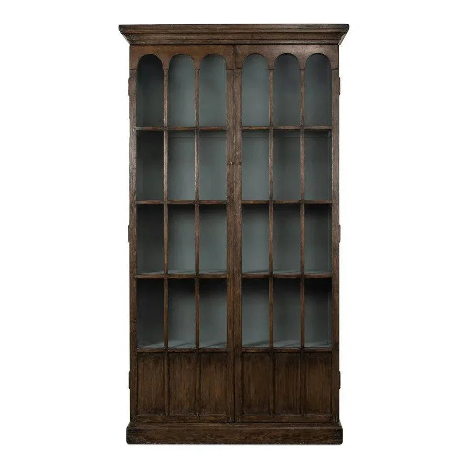 Refined Arches Tall Curio Bookcase Glass Doors - LOOMLAN - Sarreid - Bookcases