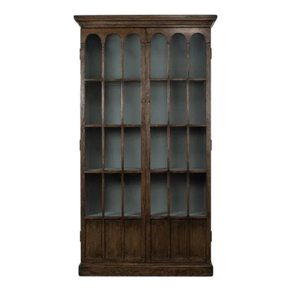 Refined Arches Tall Curio Bookcase Glass Doors - LOOMLAN - Sarreid - Bookcases