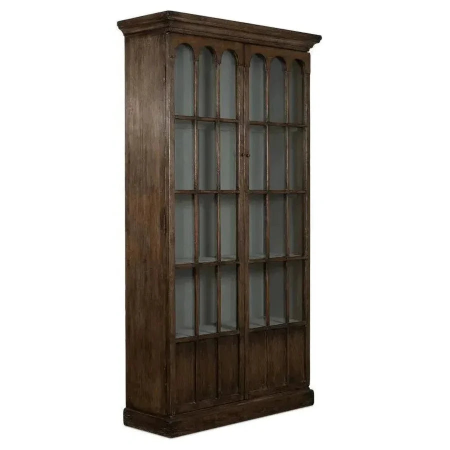 Refined Arches Tall Curio Bookcase Glass Doors - LOOMLAN - Sarreid - Bookcases