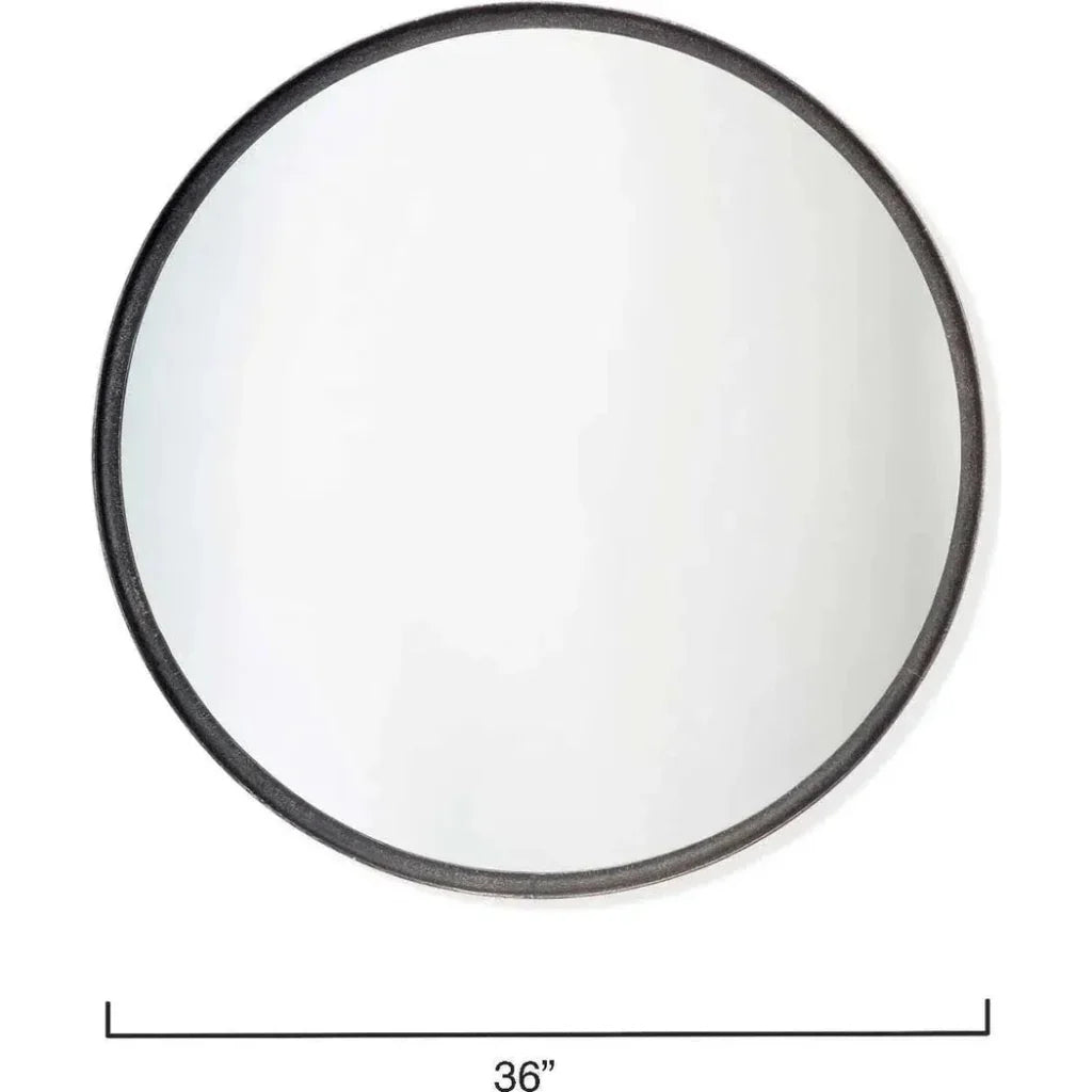 Refined Black Iron Round Wall Mirror Mid Century Decor - LOOMLAN - Jamie Young - Wall Mirrors