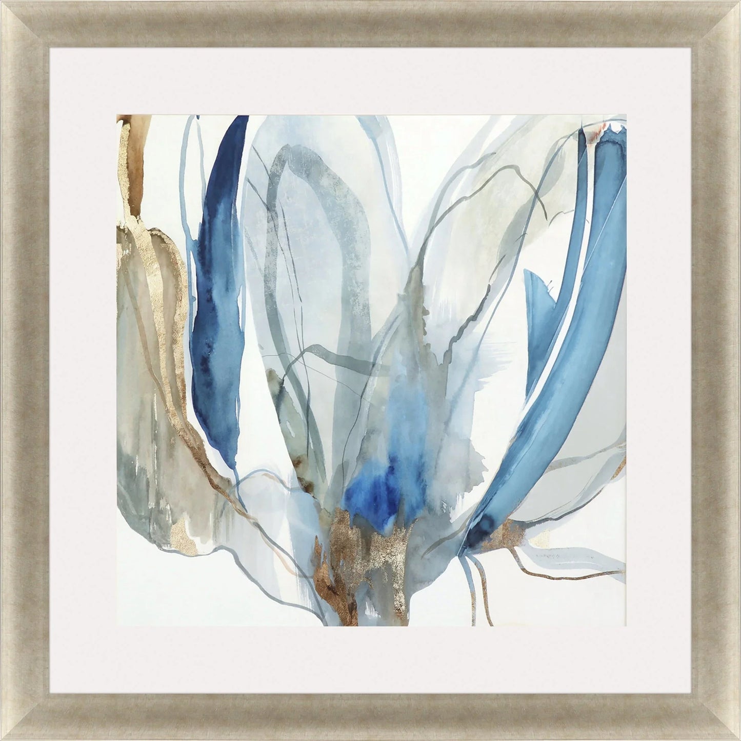 Refined Hand Assembled Blue Framed Wall Art