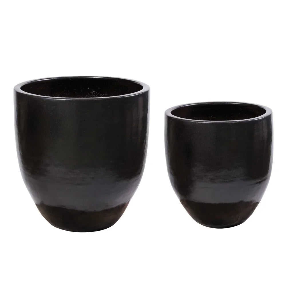 Reflection Ceramic Patio Planter (Set Of 2) - LOOMLAN - Seasonal Living - Outdoor Accessories