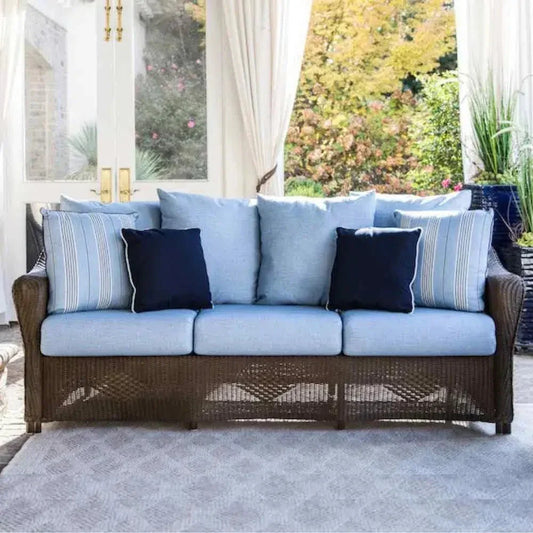 Reflections 3 - Seater Sofa All Weather Wicker Sunbrella Cushions - LOOMLAN - Lloyd Flanders - Outdoor Sofas & Loveseats