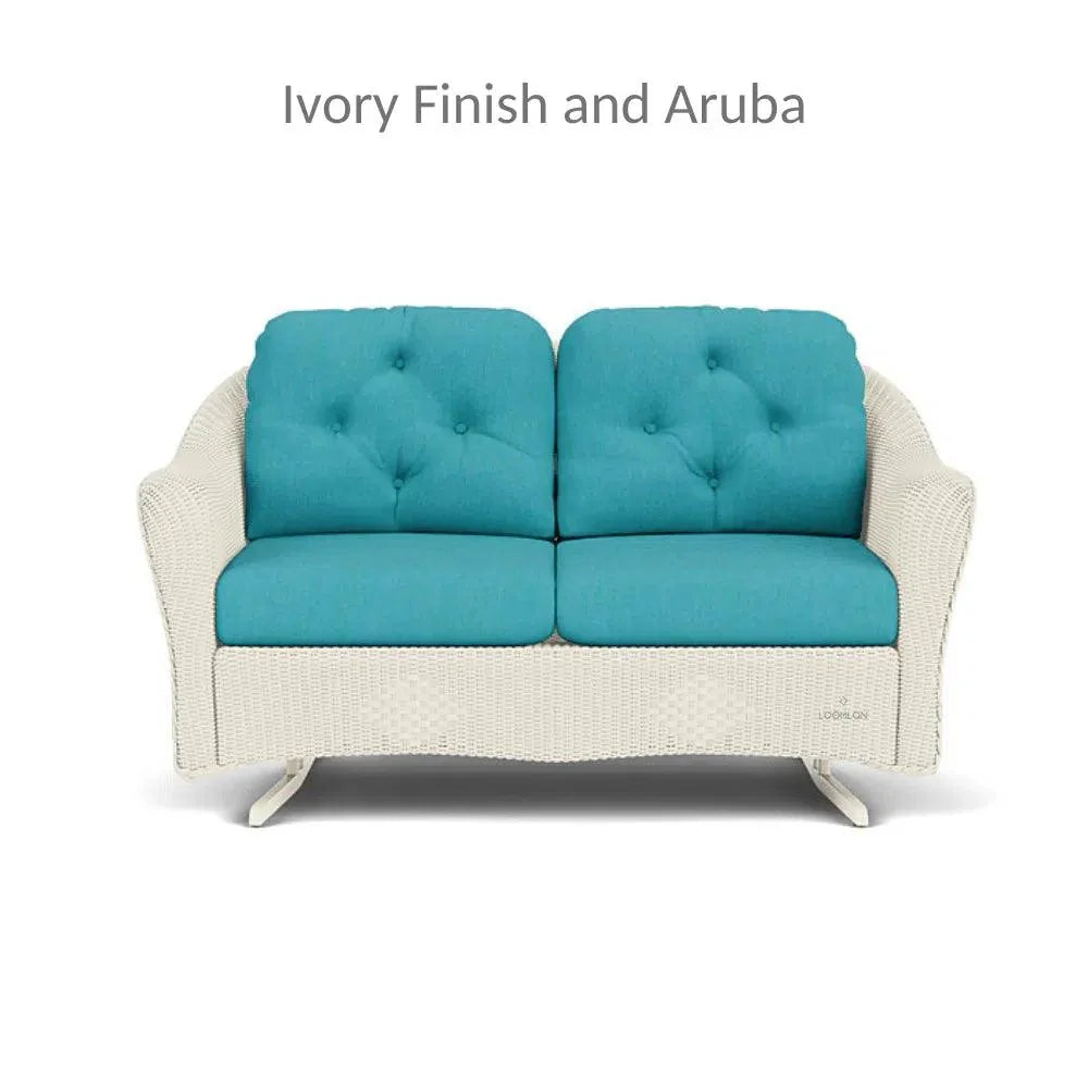 Reflections Wicker Glider Loveseat Sunbrella Cushions - LOOMLAN - Lloyd Flanders - Outdoor Sofas & Loveseats