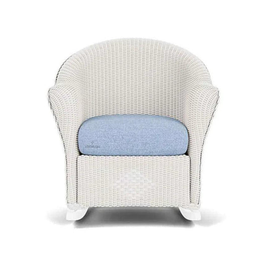Reflections Wicker Porch Rocker Chair Sunbrella Cushion-Outdoor Lounge Chairs-Lloyd Flanders-LOOMLAN