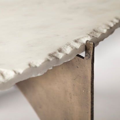 Reinhold White Marble Top Round Coffee Table