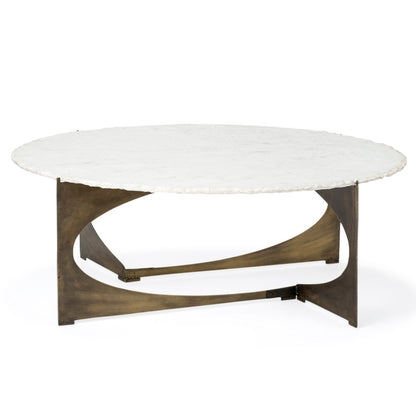 Reinhold White Marble Top Round Coffee Table