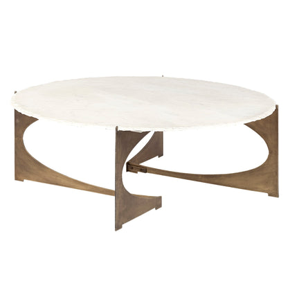 Reinhold White Marble Top Round Coffee Table