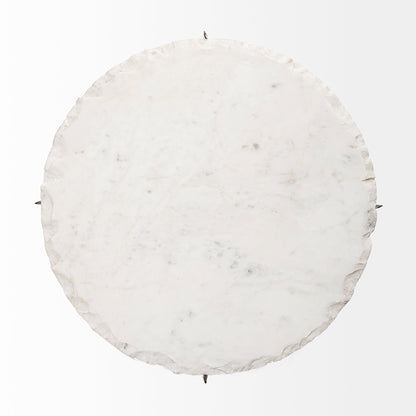 Reinhold White Marble Top Round Side Table