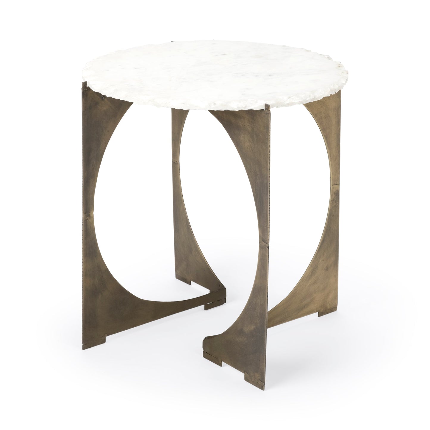 Reinhold White Marble Top Round Side Table