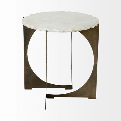 Reinhold White Marble Top Round Side Table