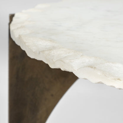 Reinhold White Marble Top Round Side Table