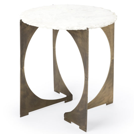 Reinhold White Marble Top Round Side Table
