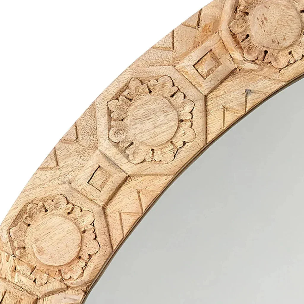 Relief Carved Round Mirror - LOOMLAN - Jamie Young - Wall Mirrors