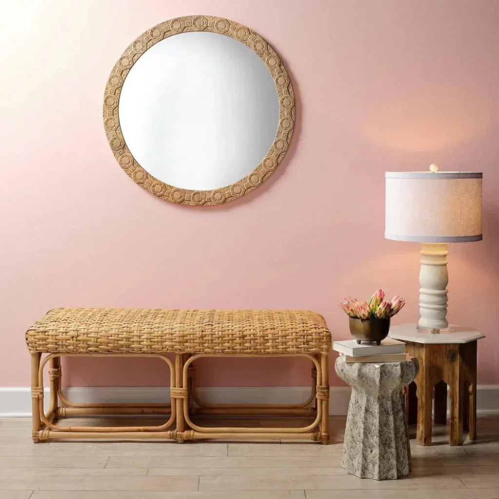 Relief Carved Round Mirror - LOOMLAN - Jamie Young - Wall Mirrors