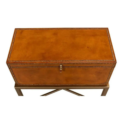 Remington Leather Box On Stand - LOOMLAN - Sarreid - Side Tables