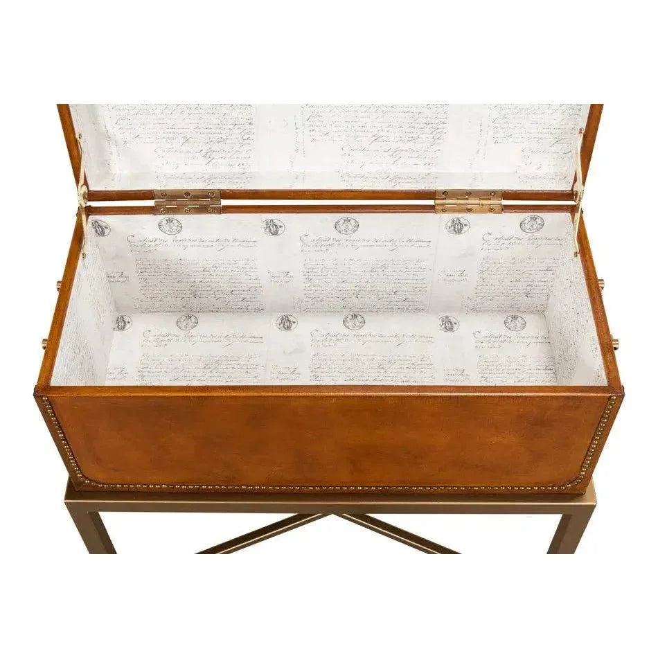 Remington Leather Box On Stand - LOOMLAN - Sarreid - Side Tables