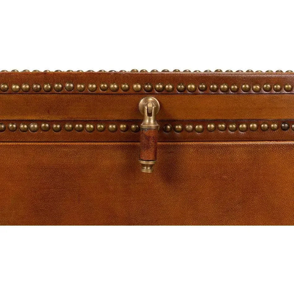 Remington Leather Box On Stand - LOOMLAN - Sarreid - Side Tables