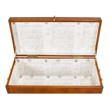 Remington Leather Box On Stand - LOOMLAN - Sarreid - Side Tables