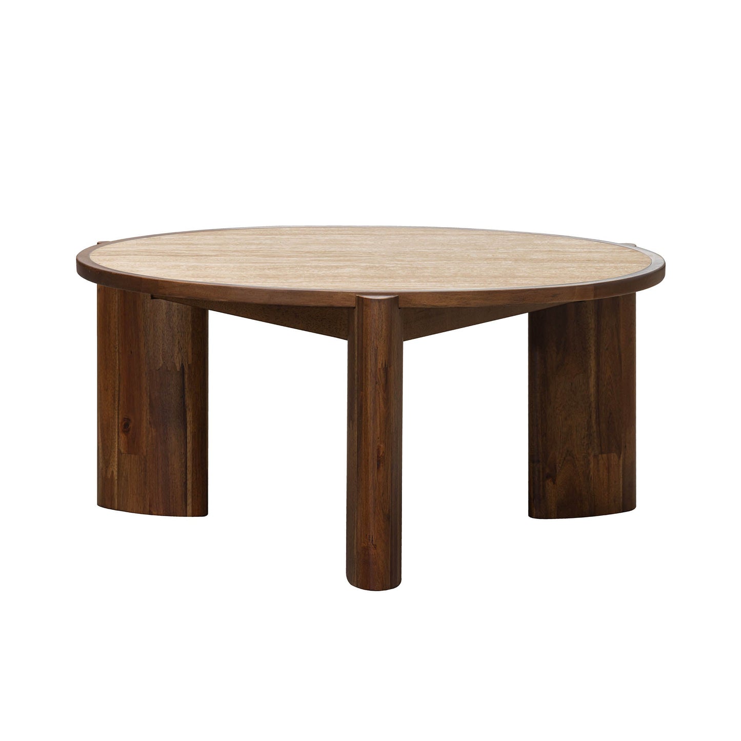 Remix Travertine Top Round Coffee Table
