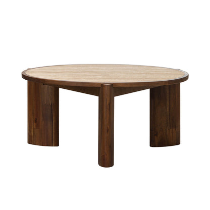 Remix Travertine Top Round Coffee Table
