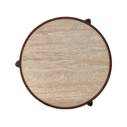 Remix Travertine Top Round Coffee Table