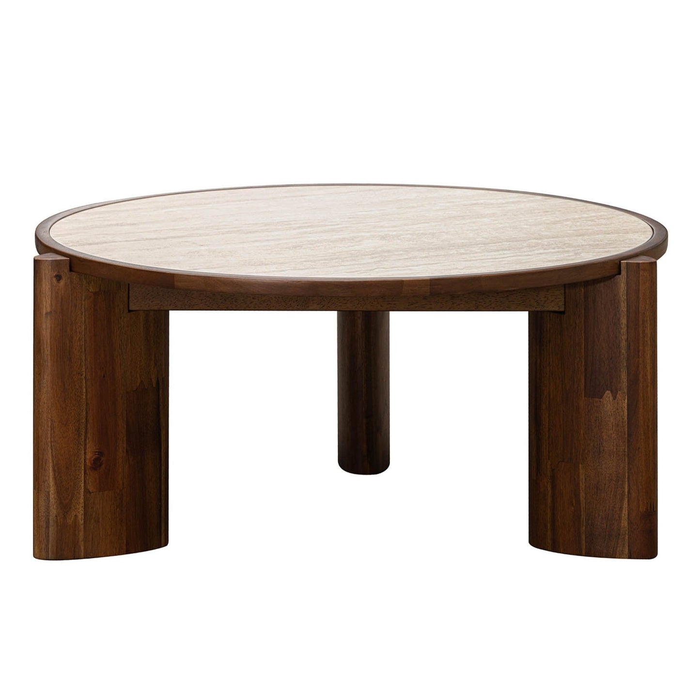 Remix Travertine Top Round Coffee Table