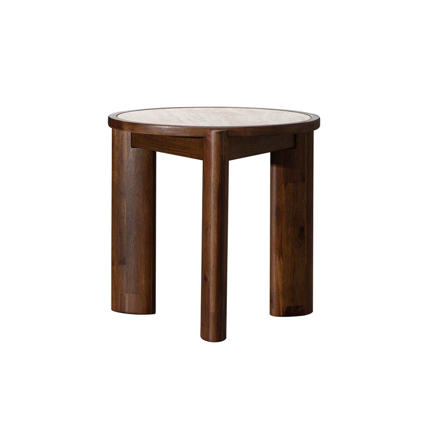 Remix Travertine Top Round Side Table