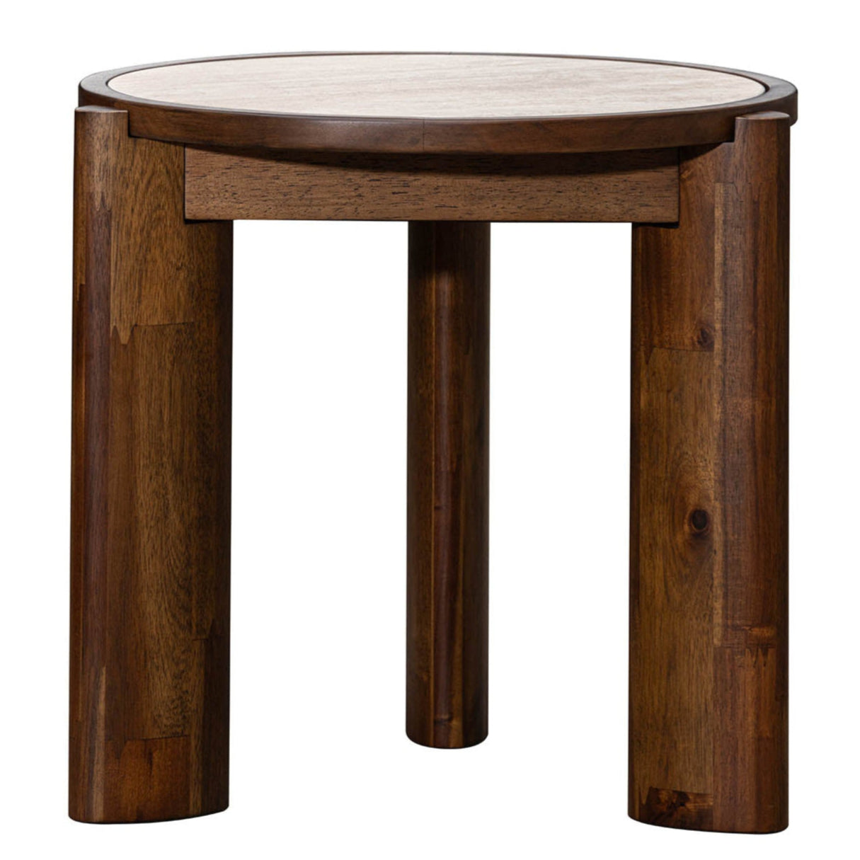 Remix Travertine Top Round Side Table