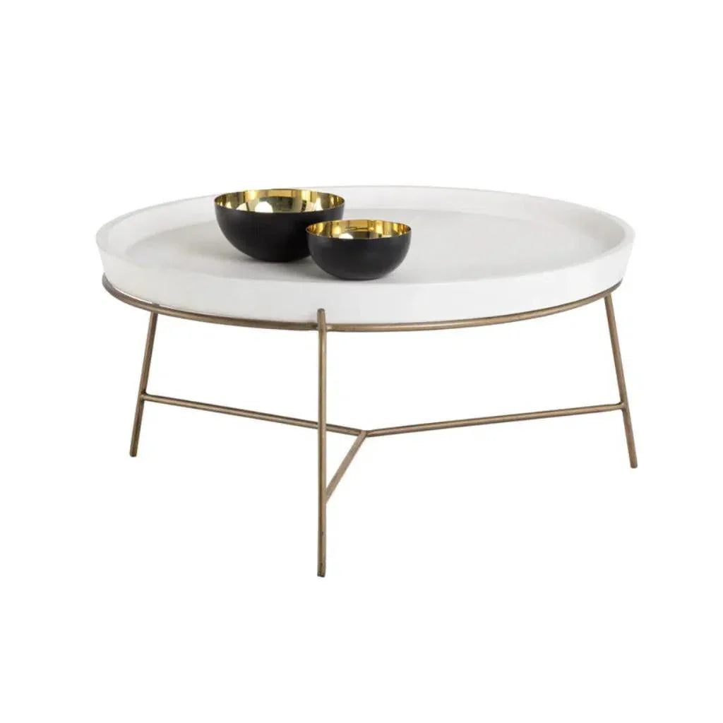 Remy Iron Framed Concrete Round Coffee Table - LOOMLAN - SUNPAN - Coffee Tables