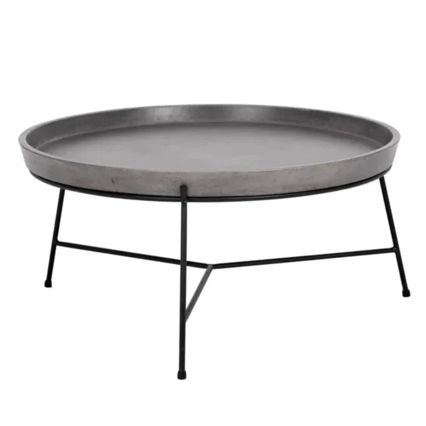 Remy Iron Framed Concrete Round Coffee Table - LOOMLAN - SUNPAN - Coffee Tables