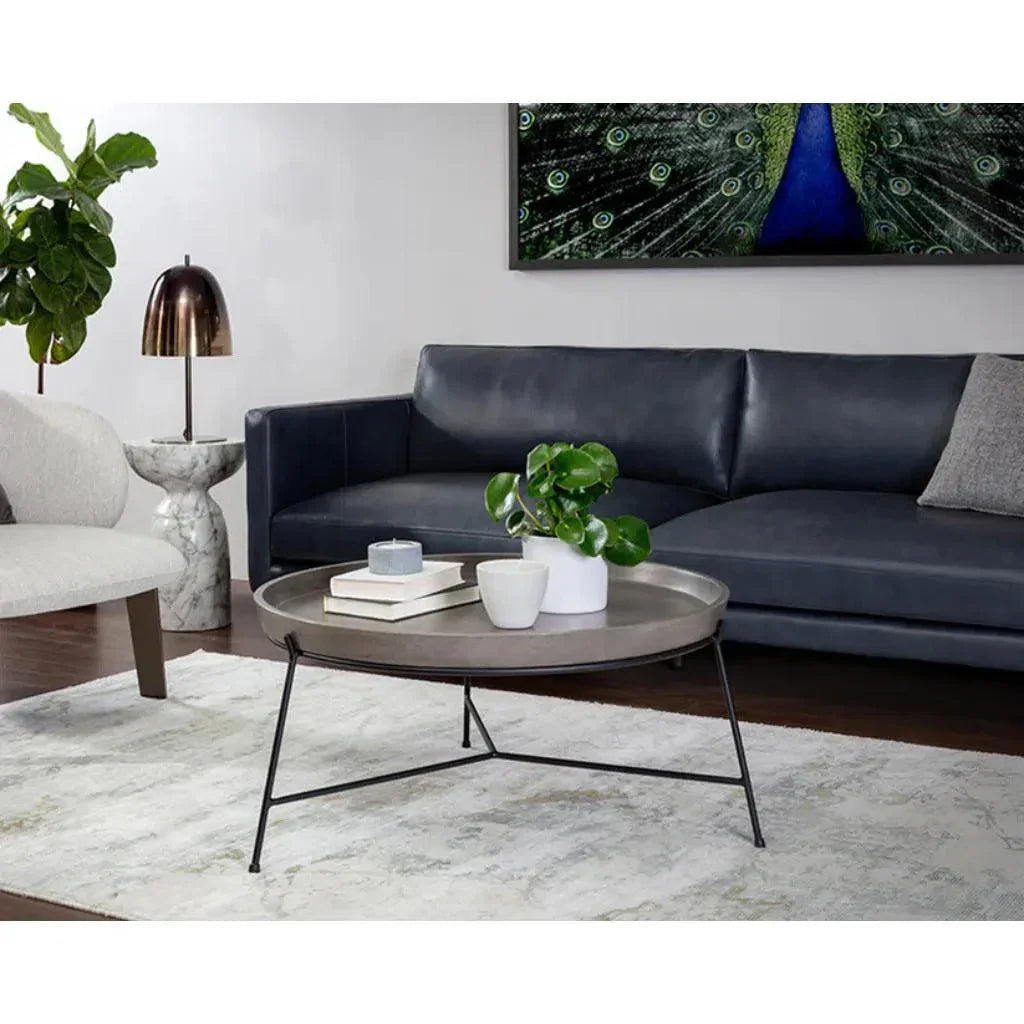 Remy Iron Framed Concrete Round Coffee Table - LOOMLAN - SUNPAN - Coffee Tables