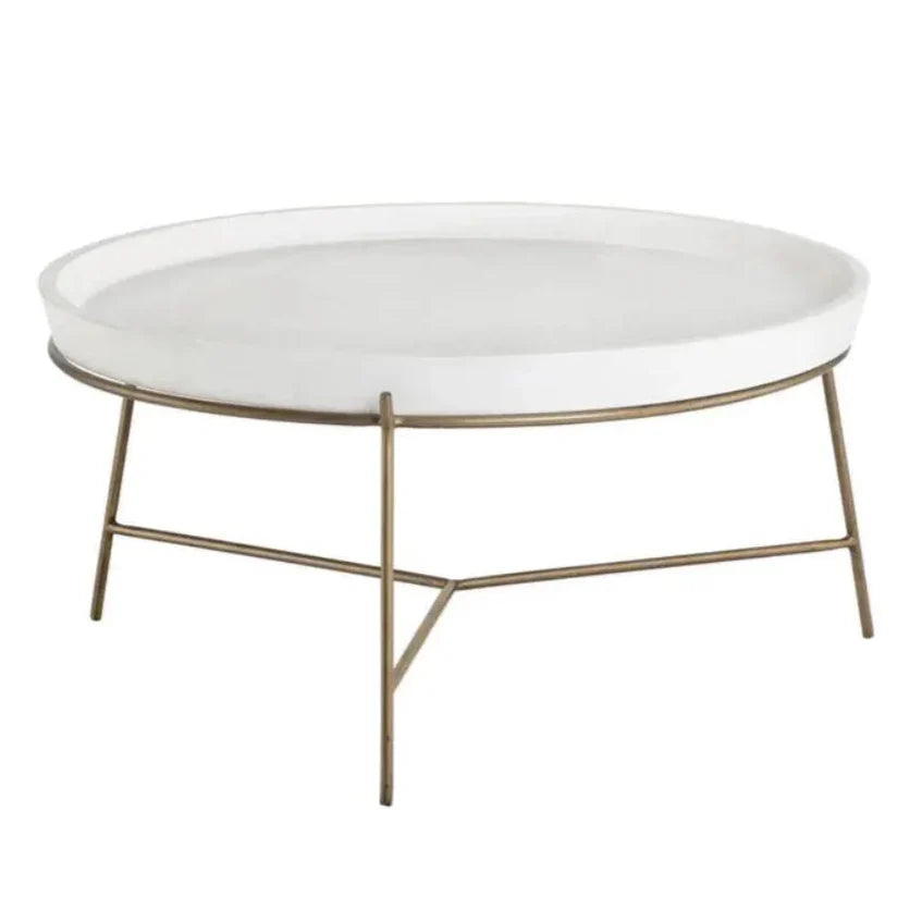Remy Iron Framed Concrete Round Coffee Table - LOOMLAN - SUNPAN - Coffee Tables