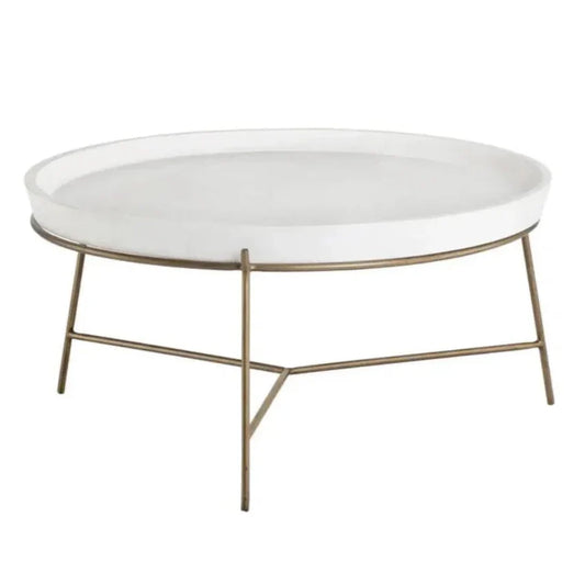 Remy Iron Framed Concrete Round Coffee Table - LOOMLAN - SUNPAN - Coffee Tables