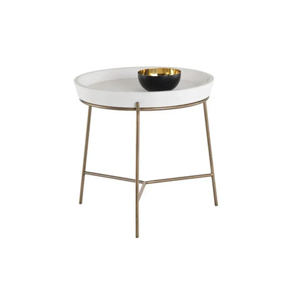 Remy Iron Framed Concrete Round End Table - LOOMLAN - SUNPAN - Side Tables