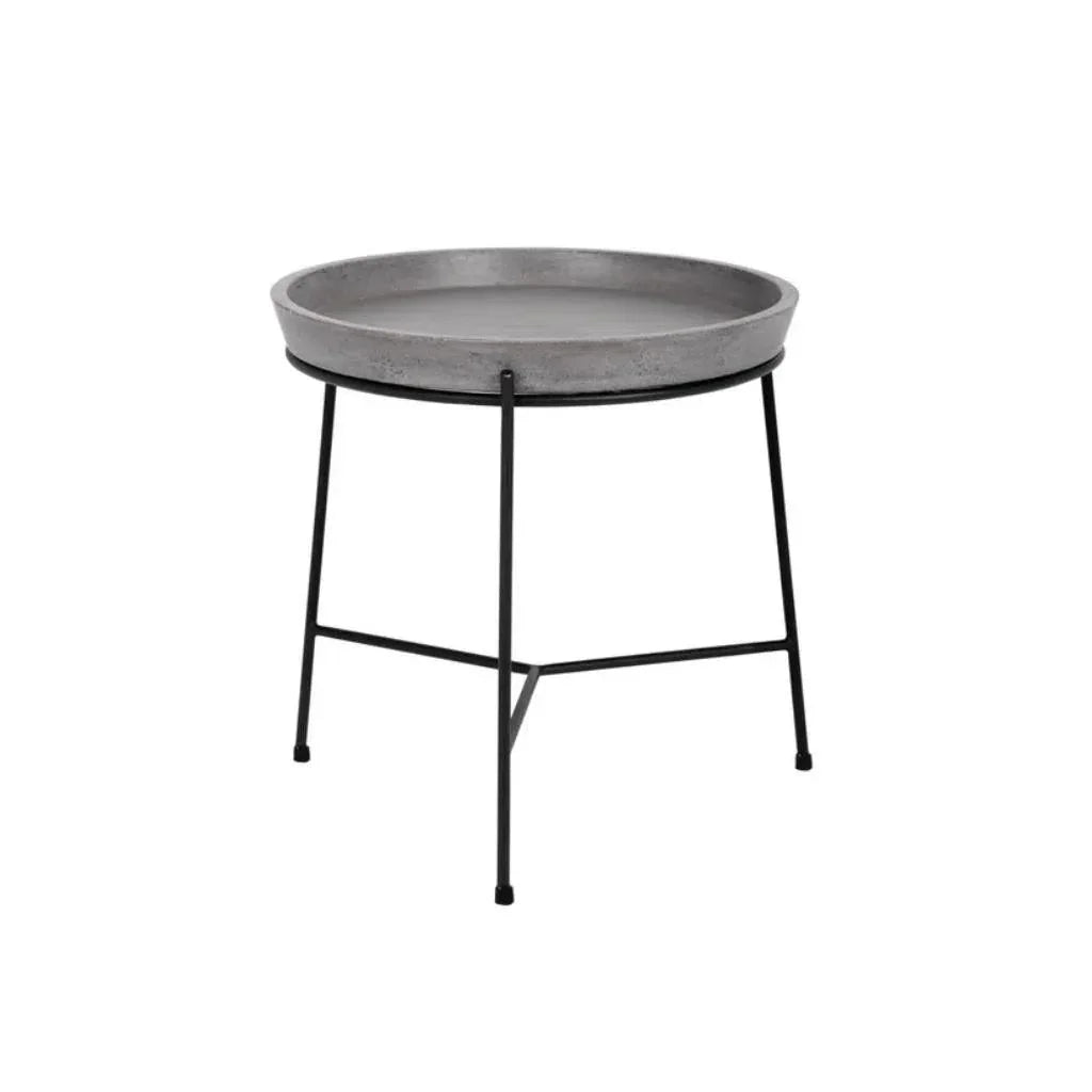 Remy Iron Framed Concrete Round End Table - LOOMLAN - SUNPAN - Side Tables