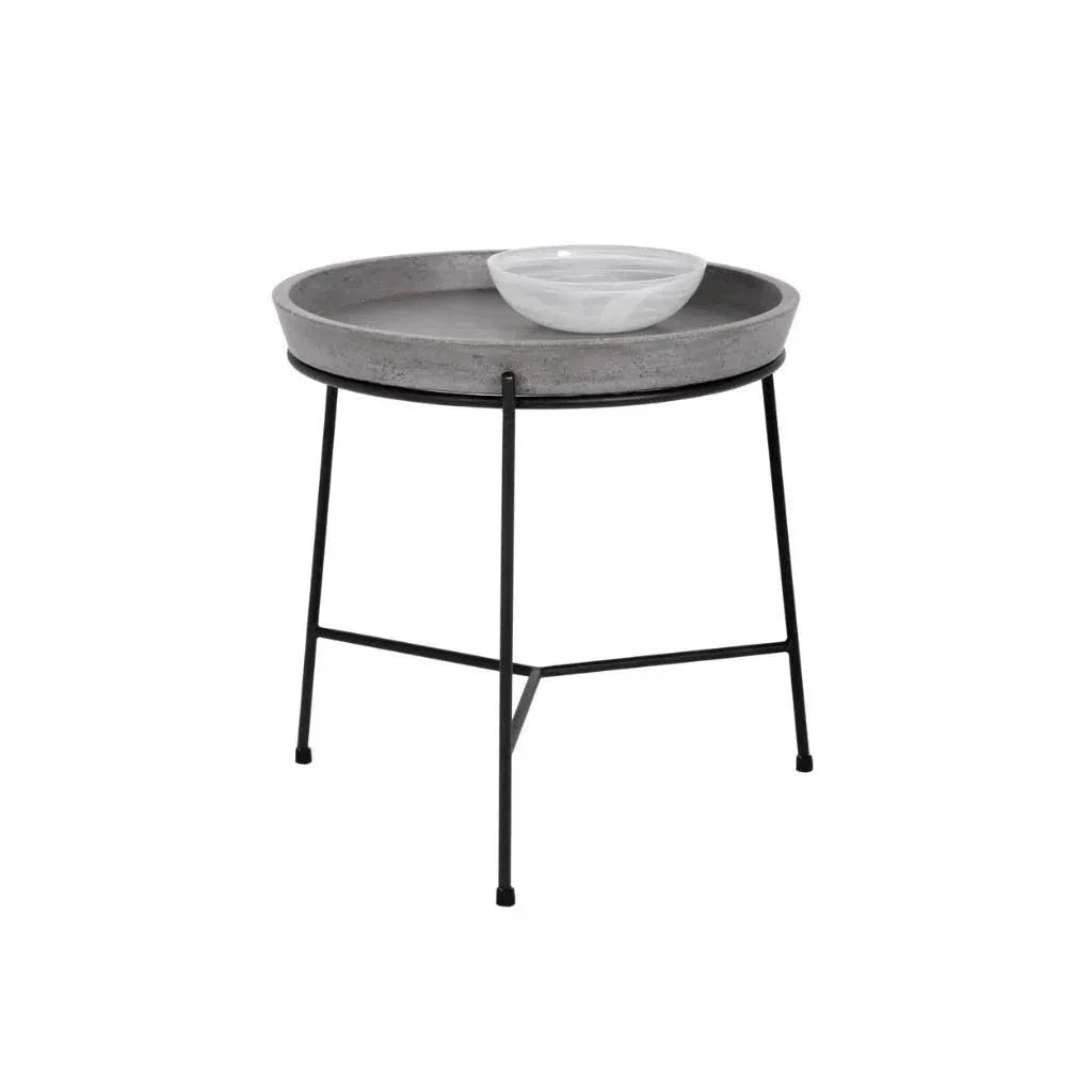 Remy Iron Framed Concrete Round End Table - LOOMLAN - SUNPAN - Side Tables