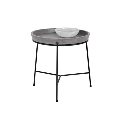 Remy Iron Framed Concrete Round End Table - LOOMLAN - SUNPAN - Side Tables