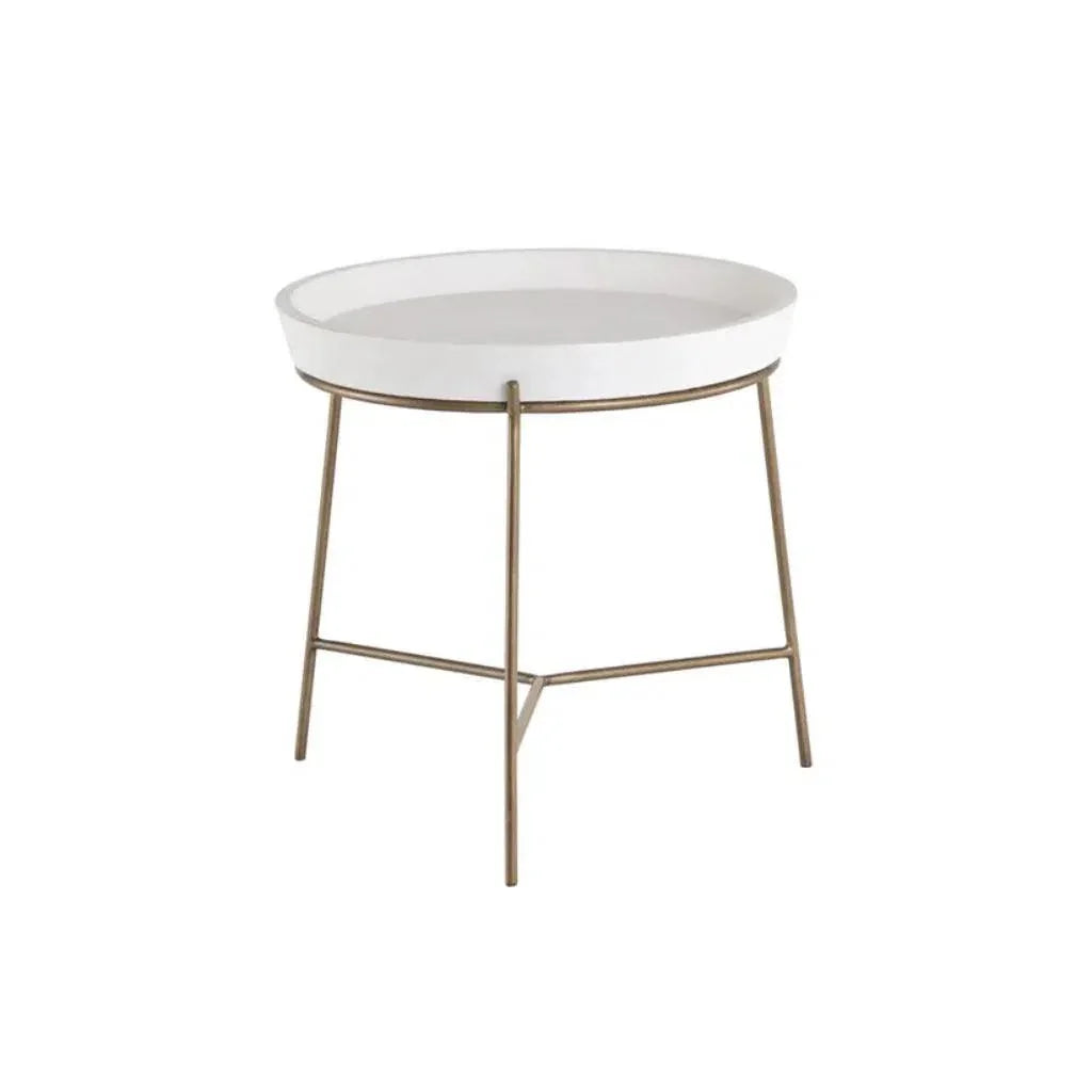 Remy Iron Framed Concrete Round End Table - LOOMLAN - SUNPAN - Side Tables