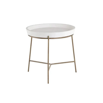 Remy Iron Framed Concrete Round End Table - LOOMLAN - SUNPAN - Side Tables