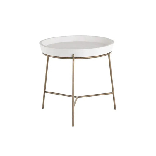 Remy Iron Framed Concrete Round End Table - LOOMLAN - SUNPAN - Side Tables