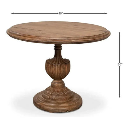 Renaissance Pedestal Round Dining Table Seats 4-Dining Tables-Sarreid-LOOMLAN