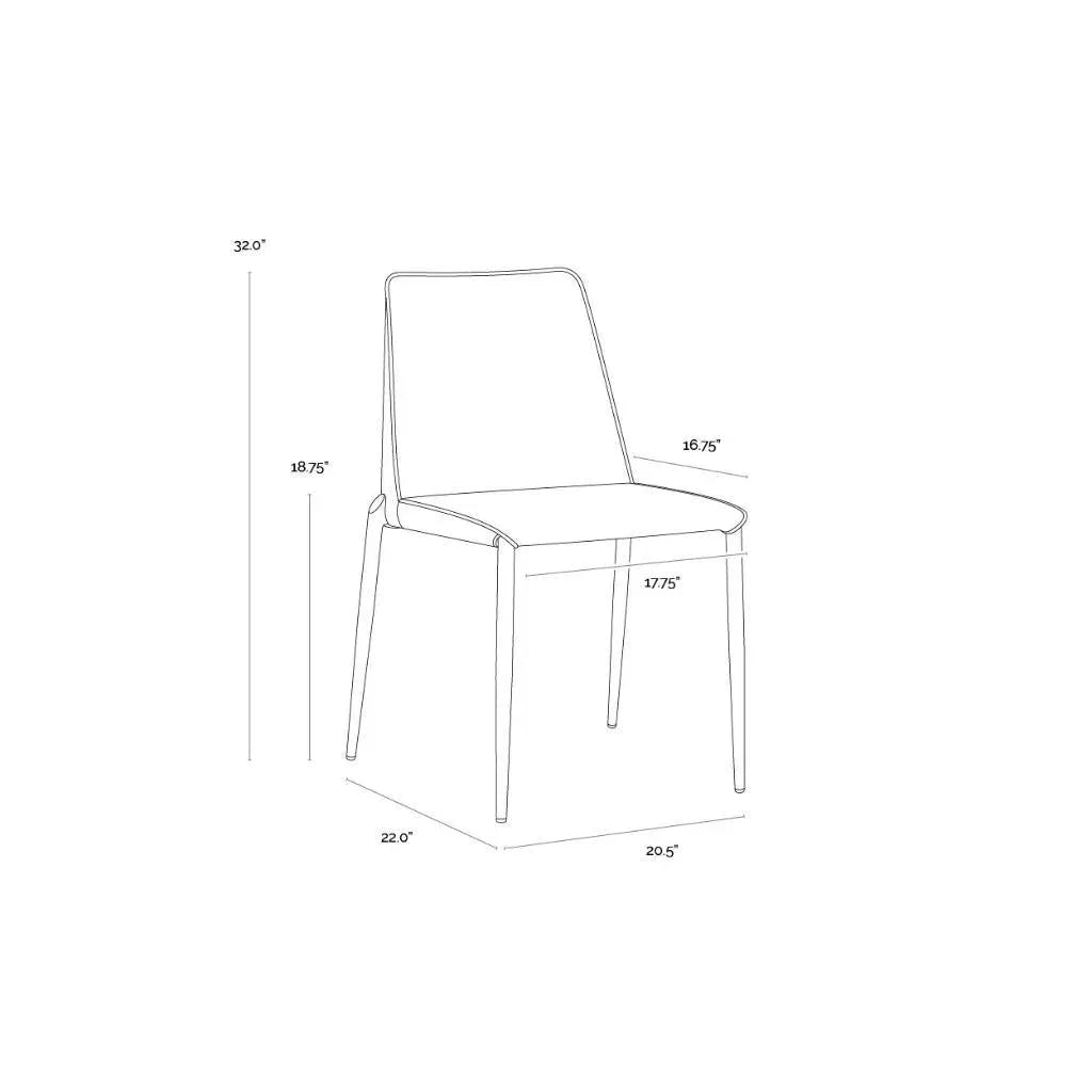 Renee Leather Stackable Dining Chair 2PC - LOOMLAN - SUNPAN - Dining Chairs